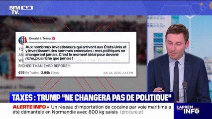 Droits de douane: Donald Trump affirme qu'il "ne changera jamais de politique" malgré la déroute boursière