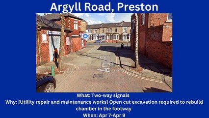 Roadworks starting in Preston (7/4-13/4)
