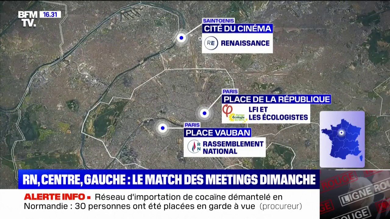 Meetings à Paris: un match politique entre le Rassemblement national, Renaissance et la gauche ce dimanche