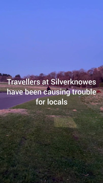 Travellers racing on off-road bikes at Silverknowes in Edinburgh