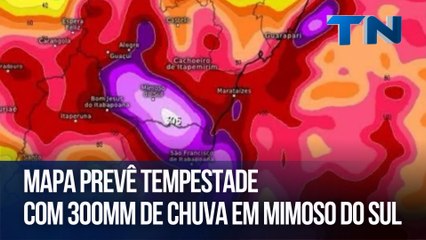 Mapa prevê tempestade com 300mm de chuva em Mimoso do Sul