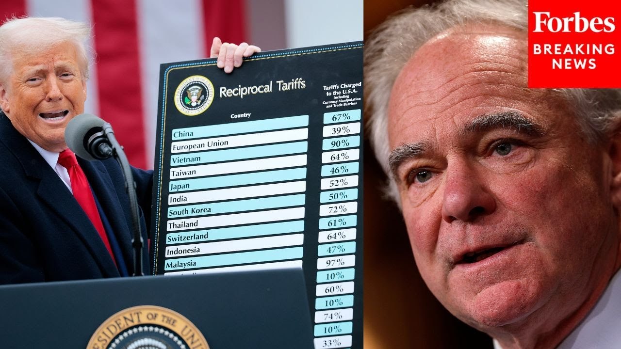 'No Way To Treat A Friend': Tim Kaine Slams Trump Tariffs On Global Allies As Markets Drop