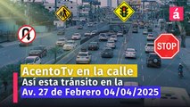 El tránsito  a esta hora en la Av, 27 de Febrero, en Santo Domingo