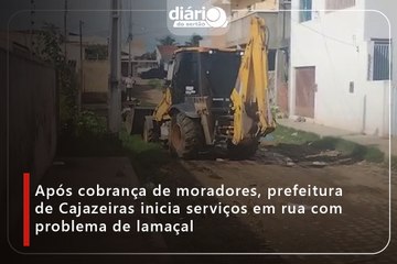 Após cobrança de moradores, prefeitura de Cajazeiras inicia serviços em rua com problema de lamaçal
