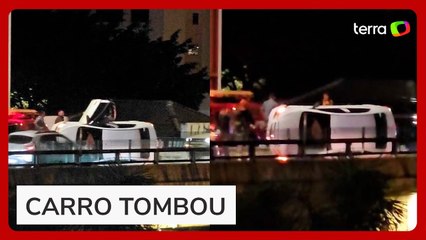 Carro tomba no Minhocão e causa lentidão em via de São Paulo