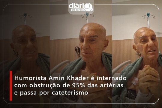 Humorista Amin Khader é internado com obstrução de 95% das artérias e passa por cateterismo