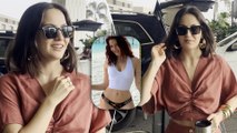 Elli Avrram: Swedish Star Clicked In Her Classy-Copper-Coloured Avatar | Mumbai Airport (India)