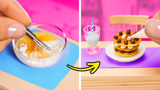 TINY FOOD FOR BARBIE DOLLS 🥞😍 MINIATURE COOKING & CRAFTS