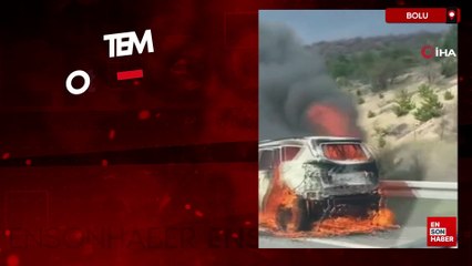 TEM Otoyolu'nda cip alev alev yandı