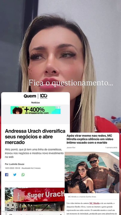 Andressa Urach fala de MC Mirella
