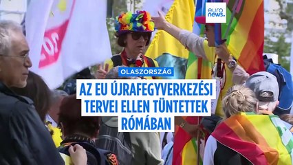 Rómában az EU újrafegyverkezési terve ellen demonstráltak