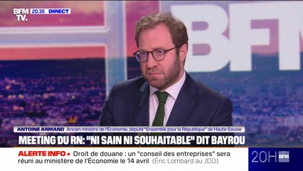 Meeting du RN: "Ce rassemblement, c'est pour intimider la justice", indique Antoine Armand, ancien ministre de l'Économie