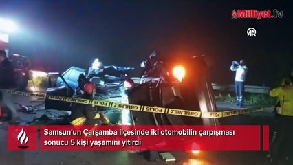 Samsun'da katliam gibi kaza! Araçlar tanınmaz hale geldi: 5 ölü