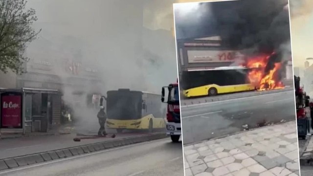 Ümraniye’de İETT otobüsü alev alev yandı