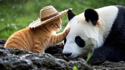 Cat and panda