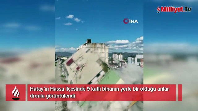 9 katlı binanın yerle bir olma anı dronla görüntülendi