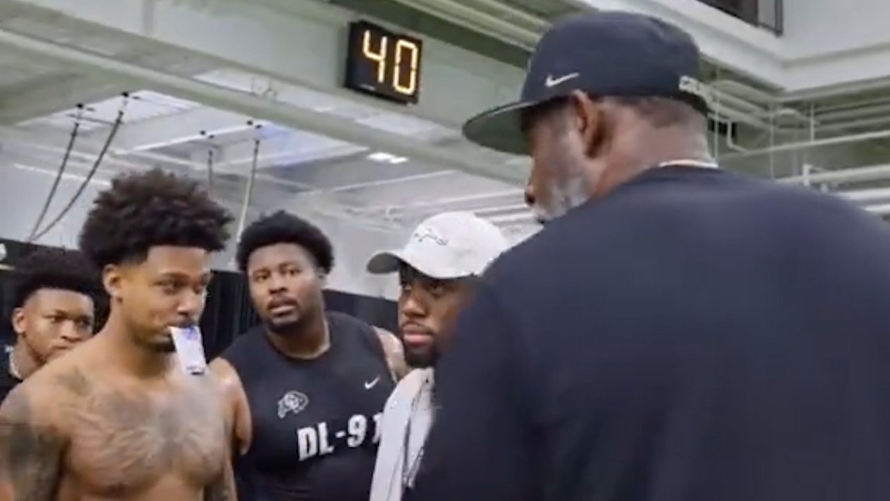 Deion Sanders has gone viral for confronting a NFL scout at their Pro Day