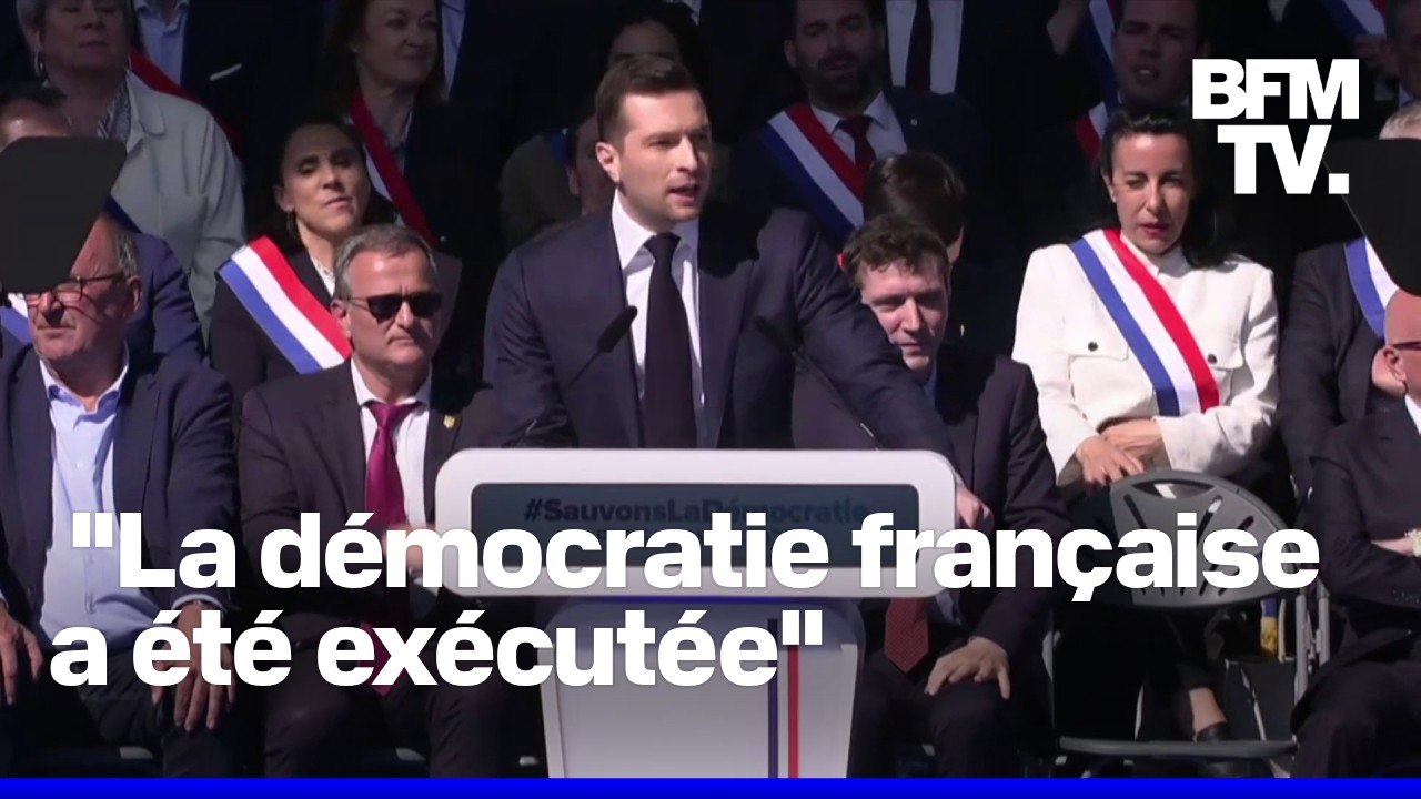 La prise de parole de Jordan Bardella en intégralité au meeting du Rassemblement national à Paris