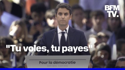 "Tu voles, tu payes": Gabriel Attal répond au Rassemblement national à l'occasion d'un meeting en Seine-Saint-Denis