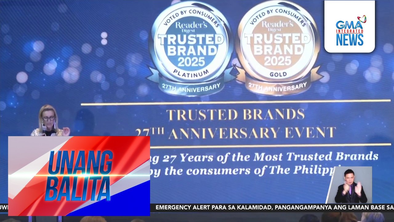 GMA Network at GMA Integrated News anchor Mel Tiangco, kinilala sa 27th Reader's Digest Trusted Brand Awards | Unang Balita