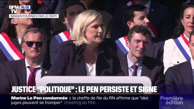 Meeting RN: Marine Le Pen dénonce une décision politique après sa condamnation