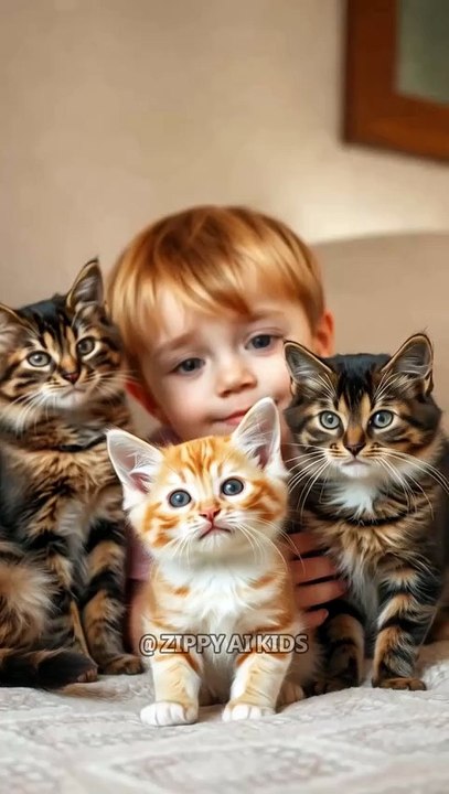 Cute Kittens Playing with Baby #ai #kitten #cat #cute