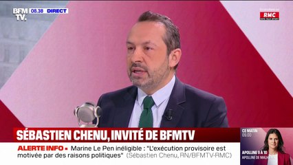 Marine Le Pen inéligible: "L'exécution provisoire est motivée par des raisons politiques", assure Sébastien Chenu (RN)