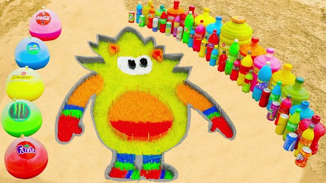 How to make Super Sonic in Fall Guys with Orbeez, Balloons of Fanta, Coca Cola vs Mentos & Sodas