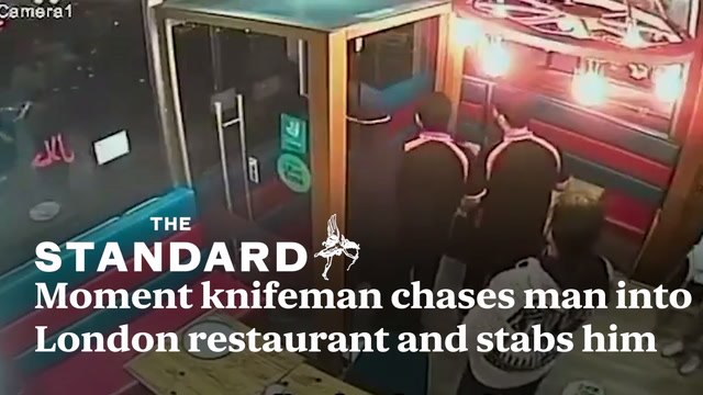 Willesden stabbing: Moment knifeman storms into restaurant chasing victim before filming brutal stabbing in London