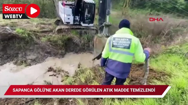 Sapanca Gölü'ne akan derede görülen atık madde temizlendi