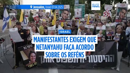 Manifestantes pedem a Netanyahu que garanta acordo sobre reféns no encontro com Trump