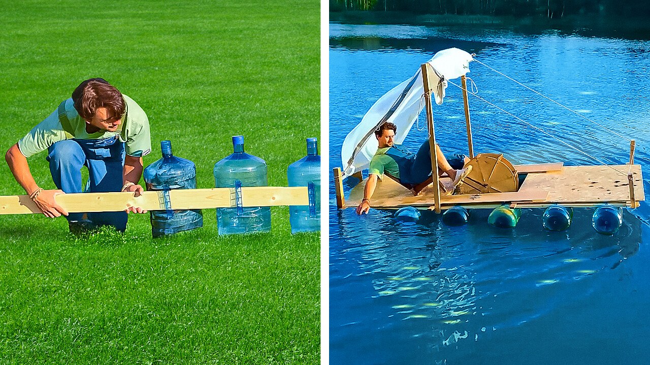 Transforming Trash into a Giant Raft! Mad Invention Ideas - video ...