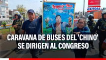 Caravana de buses del 'Chino' bloquean parte de la Panamericana Norte y se dirigen rumbo al Congreso