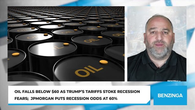Oil Falls Below $60 As Trump’s Tariffs Stoke Recession Fears; JPMorgan Puts Recession Odds At 60%