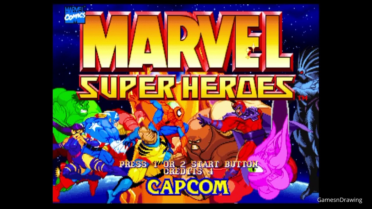 Marvel Super Heroes Retro Arcade Action Game Gameplay No Commentary