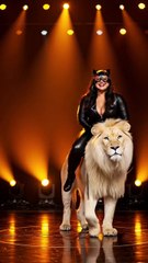 Catwoman and Lion wow the crowd on the AGT stage.  #agt #catwoman