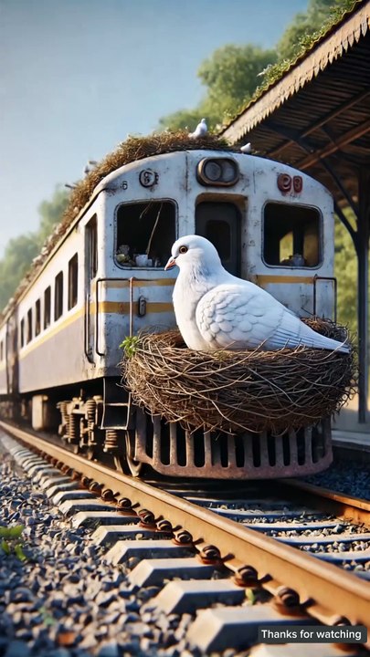 The story of a pigeon making a nest on the train and laying lots of eggs 😭 #ai #pigeon #shorts