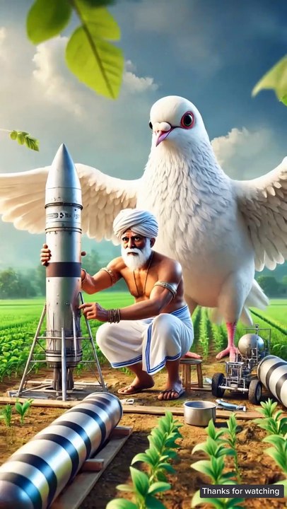 The farmer and the pigeon build a rocket and the pigeon goes to the moon 😭 #ai #pigeon #farmer