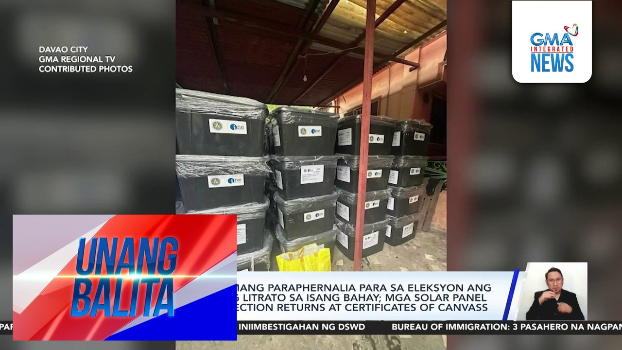 Comelec, kinumpirmang paraphernalia para sa eleksyon ang mga nakuhanan ng litrato sa isang bahay; mga solar panel na gagamitin sa election returns at certificates of canvass | Unang Balita