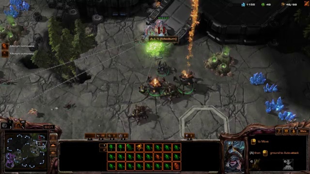 [SC2]No.0363--Great ZERG Player vs Medium-Level ZERG A.I, WIN[Camp-ing at Enemy Natural].CUT.01'35-10'25