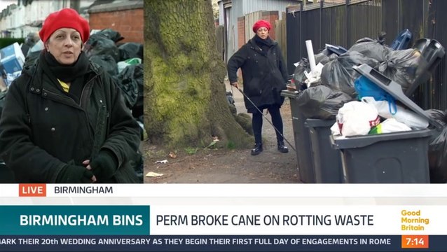 Blind Birmingham resident fears for safety as bin strike rubbish piles break walking cane
