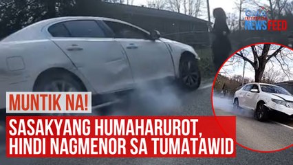 MUNTIK NA! Sasakyang humaharurot, hindi nagmenor sa tumatawid | GMA Integrated News