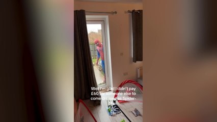 Spider-Man dad scares toddler on birthday