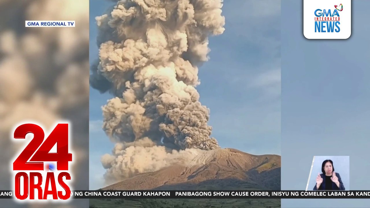 Mt. Kanlaon, nagbuga ng makapal at maitim na usok kasunod ng explosive eruption; nagpasiklab ng grass fire at nagduot ng ash fall | 24 Oras