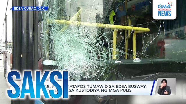 Babae, patay matapos tumawid sa EDSA Busway; bus driver, nasa kustodiya ng mga pulis | Saksi
