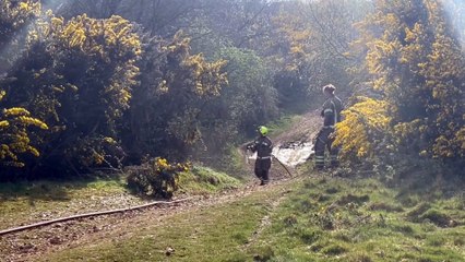 Crews tackle bush fire between Sturry Road and the former Howe Barracks site in Canterbury