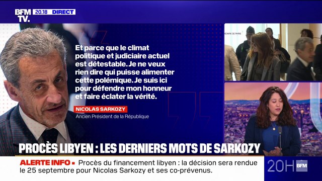 Un climat politique et judiciaire détestable : les derniers mots de Nicolas Sarkozy à son procès