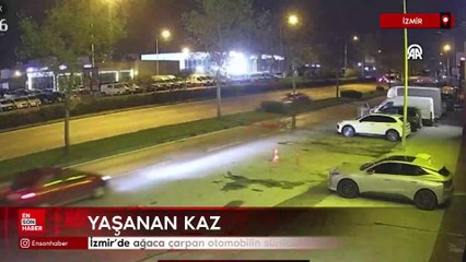 İzmir'de ağaca çarpan otomobilin sürücüsü hayatını kaybetti