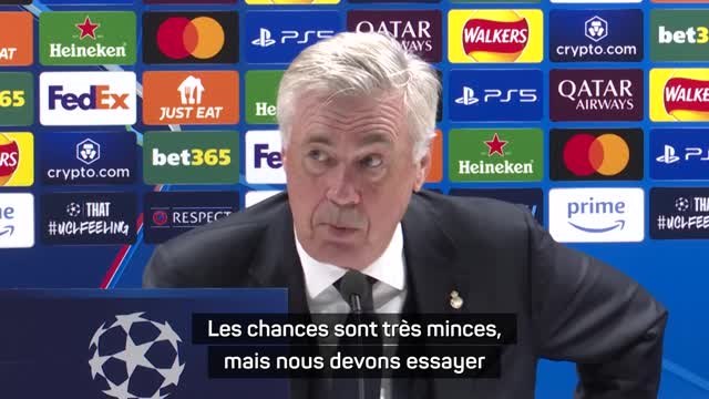 Real Madrid - Ancelotti : Les chances sont très minces mais nous devons essayer