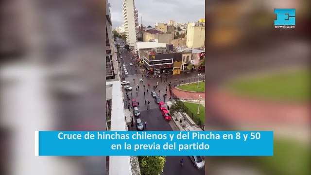 Cruce de hinchas chilenos y del Pincha en 8 y 50 en la previa del partido